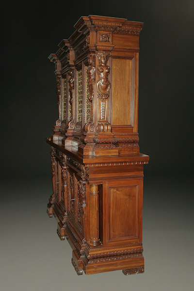 monumental 19th century italian carved walnut breakfront westfield lighting company