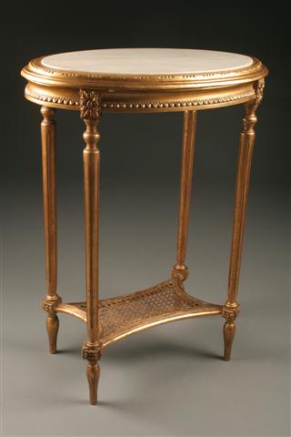 Antique French Gilt Louis Xvi Oval Side Table With Marble Top Home Furniture Other Tables