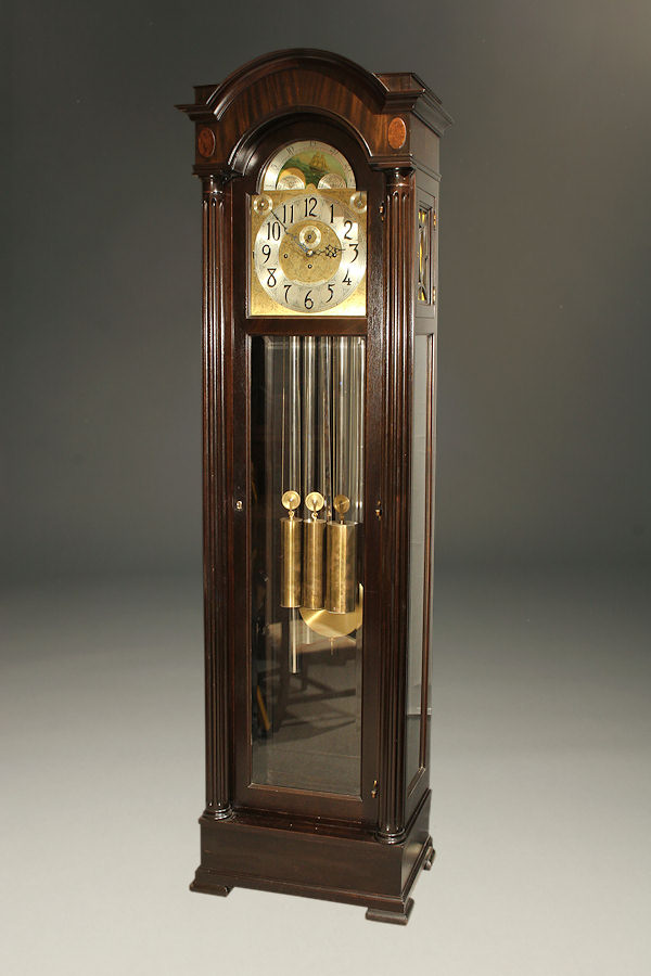 Antique mahogany tall case clock made by Colonial Clock Co.