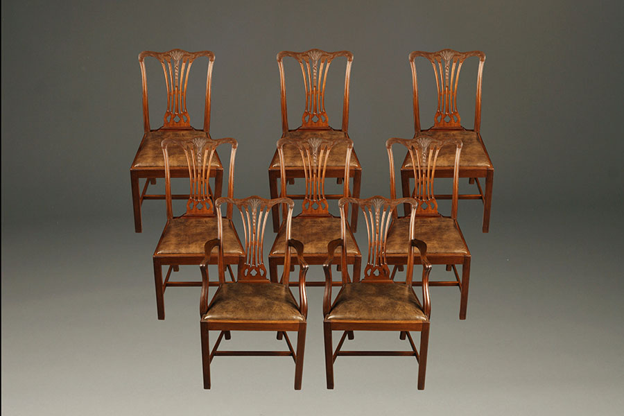 Antique Set Of 8 English Chippendale Chairs. A5307A-chairs-chair-set-chippendale-english1 - Antique Set Of 8 English Chippendale Chairs.
