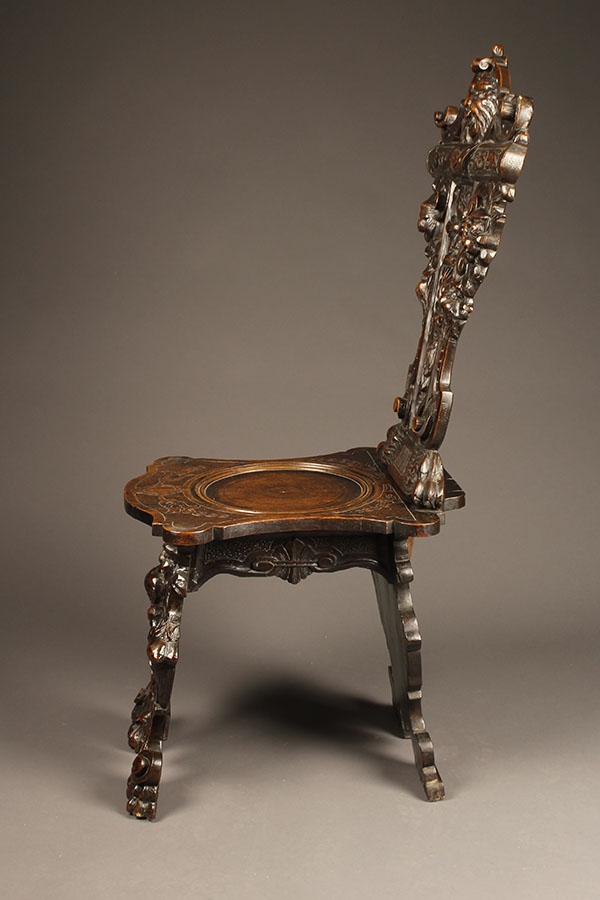 Antique Pair Of Carved Chairs. A5355C-antique-pair-chair-chairs-carved-italian - Antique Pair Of Carved Chairs.