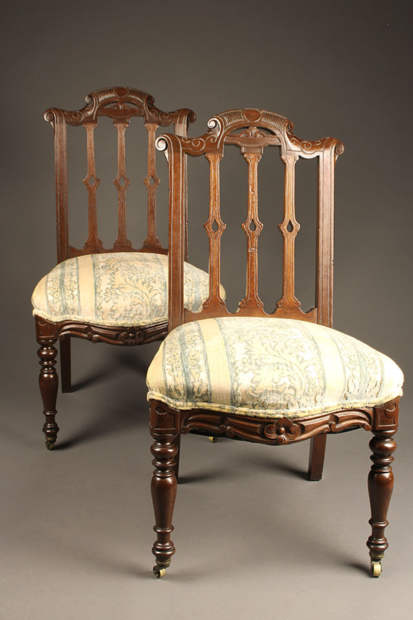 Pair of antique French side chairs.