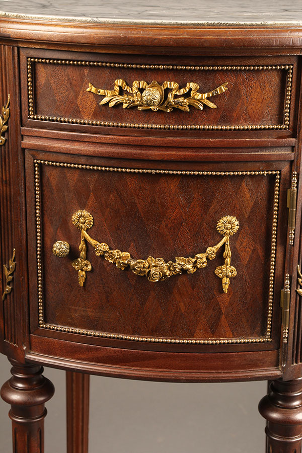 Antique French marble top nightstand.