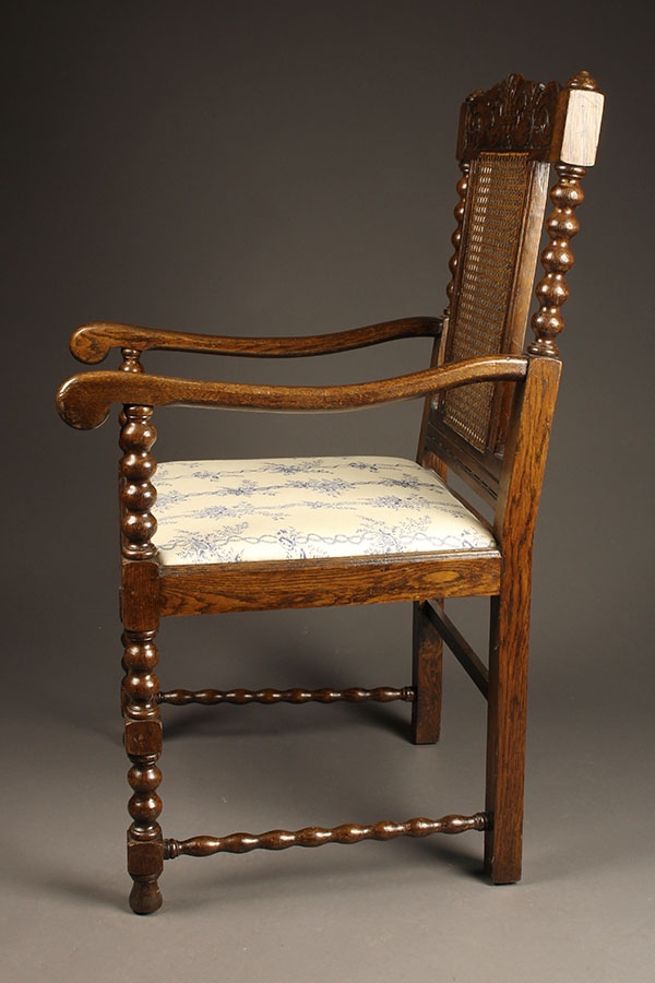 Pair of antique Jacobean arm chairs.
