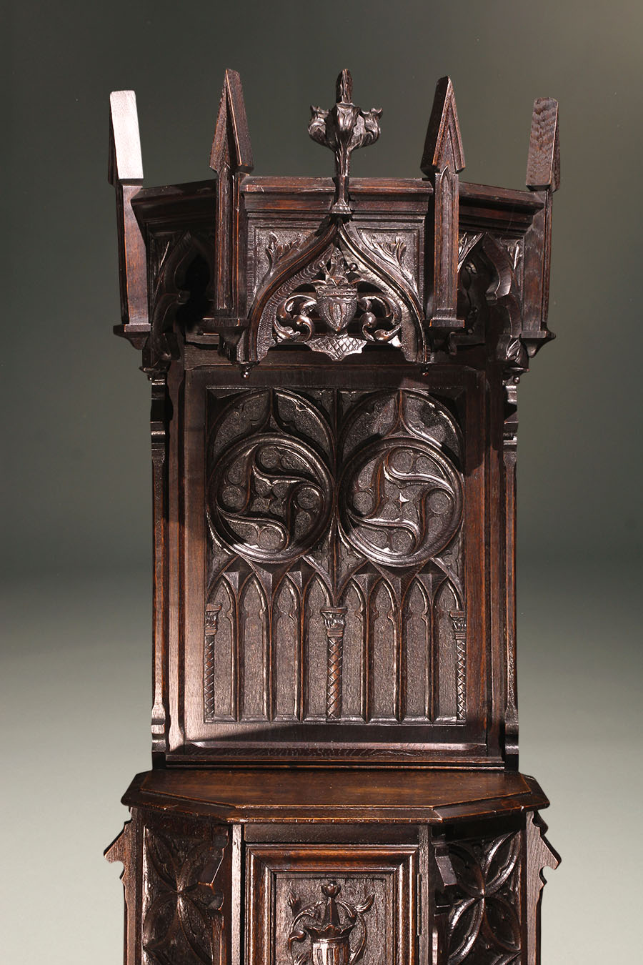 French Gothic style Antique credenza in hand carved oak.