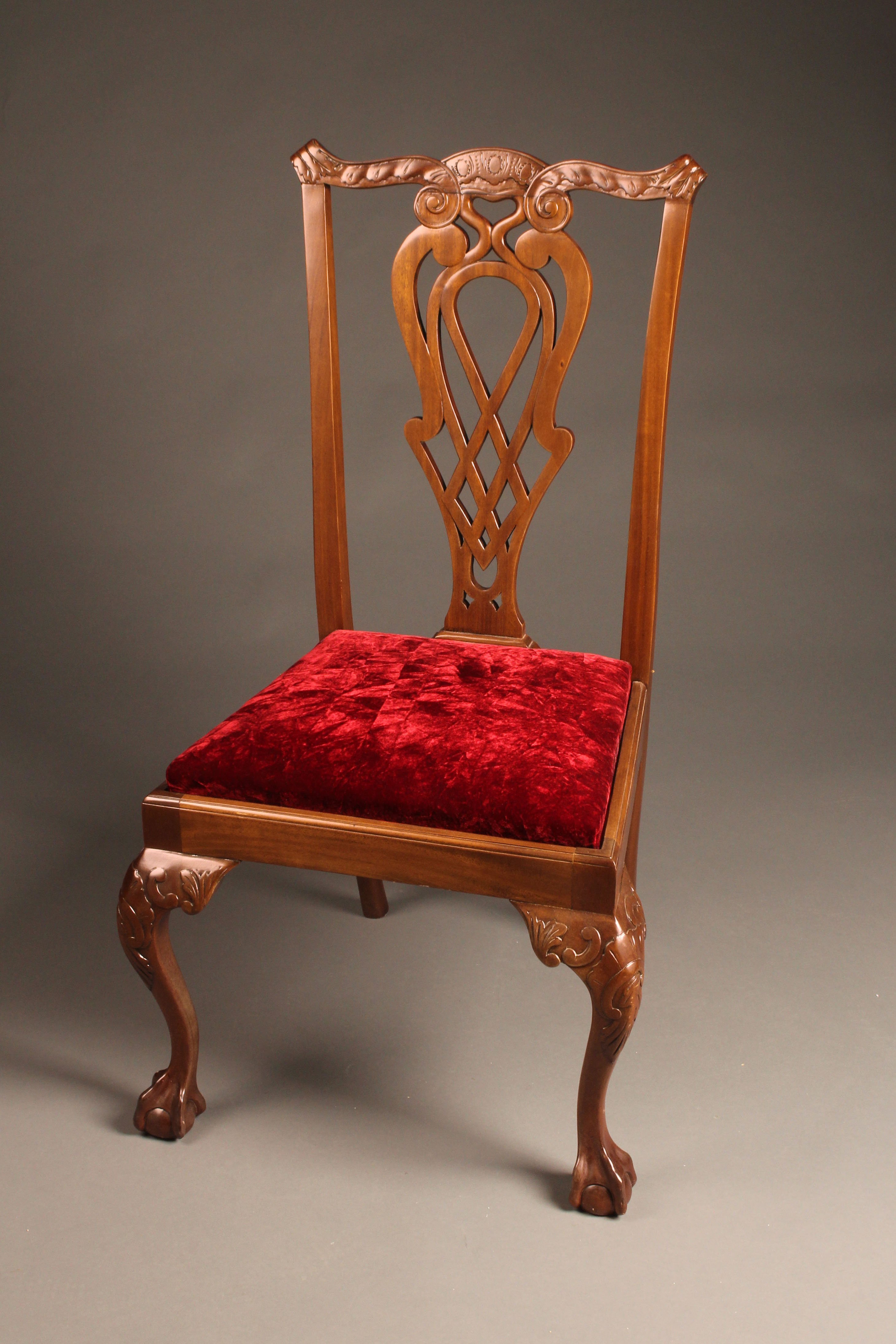 Antique Chippendale Style Gany Side Chairs With Carved Back A5767e