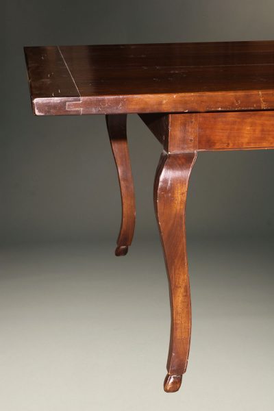 Custom 18th century style French cherry farmhouse table with cabriolet legs