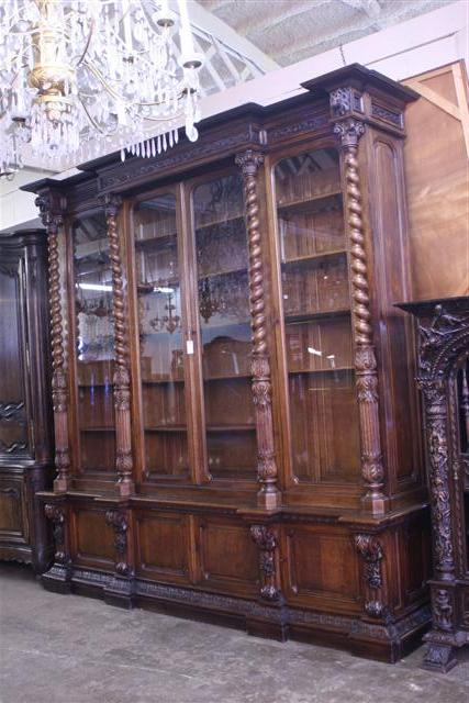 Monumental French Hand Carved Bookcase, Hand Carved Bookcase
