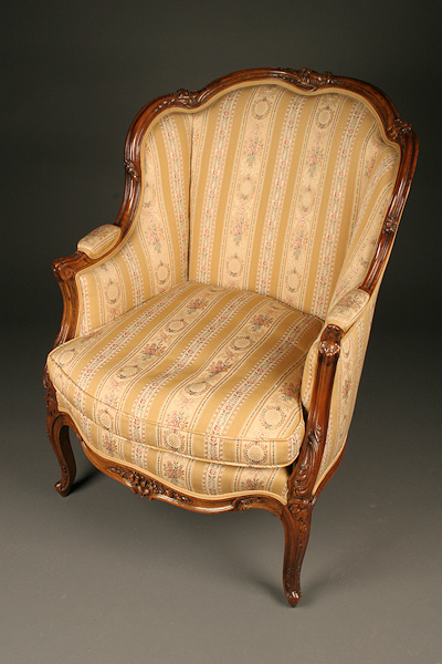 Louis XV French wing back chair