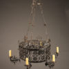 19th century French wrought iron chandelier with six arms