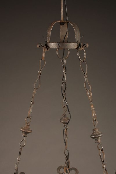 19th century French wrought iron chandelier with six arms