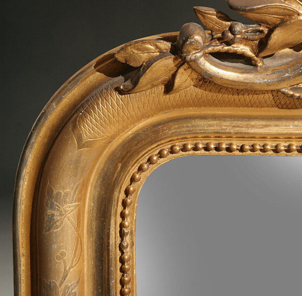 Wide 19th Century French Louis Philippe Gilt Mirror - Mercury Glass, 661048
