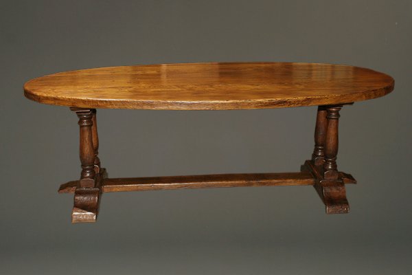 Antique Oval Top French Farmhouse Table, Antique French Farm Table