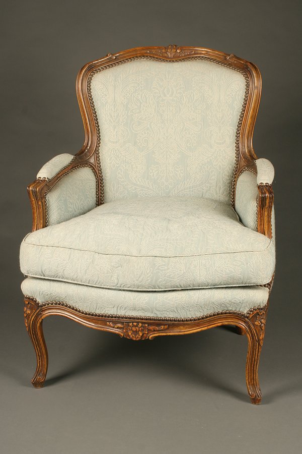 Pair 19th Century French Louis XV Leather Upholstered Five-Leg