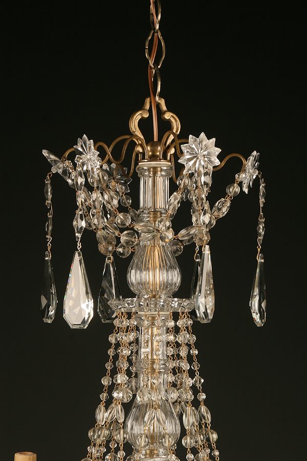 19th century antique French bronze and crystal chandelier.