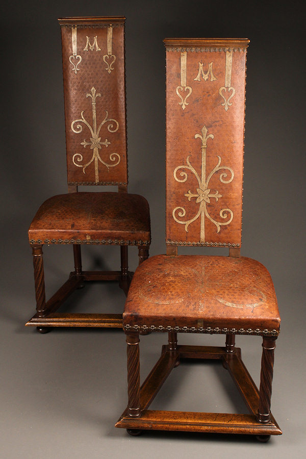 Pair Of Napoleon Iii Period High Back Entry Antique Chairs