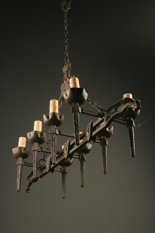 French Eight Arm Cast Iron Antique, Latest Cast Iron Chandelier
