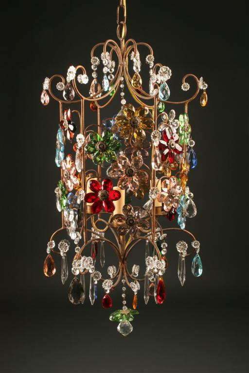 Antique Italian Chandelier With Colored, Antique Italian Crystal Chandelier