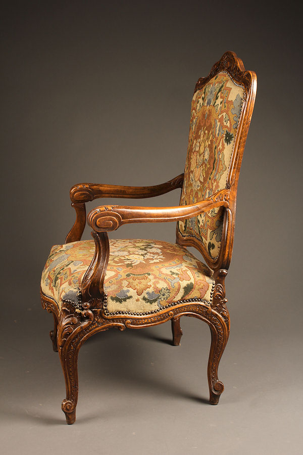 1930s Louis XV Needlepoint Fauteuil Armchair