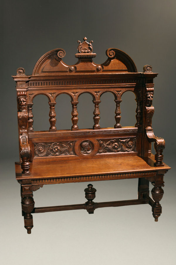 19th century hand carved oak bench in oak A5221A1