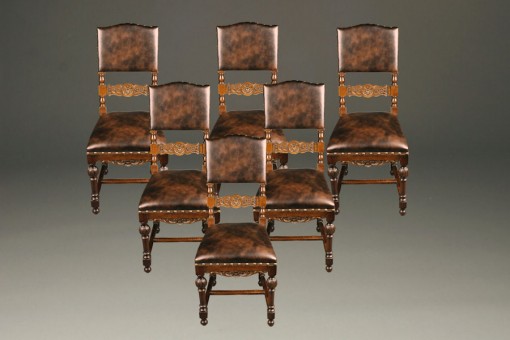 Set of 6 antique Italian walnut side chairs A5224A1