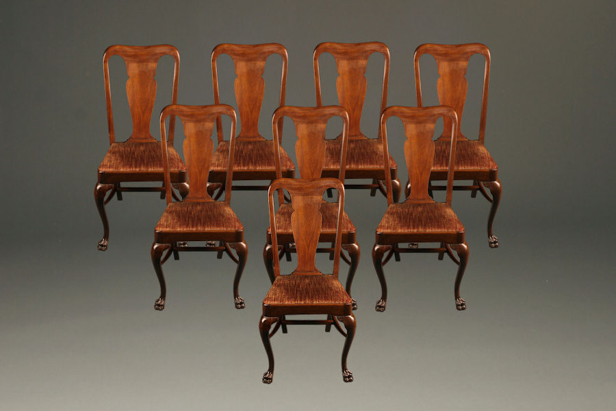 Set of 8 antique mahogany chairs with claw feet A5226A1