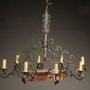 Late 19th century iron antique chandelier with copper poissonniere A5236A1