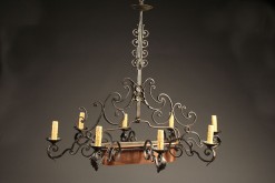 Late 19th century iron antique chandelier with copper poissonniere A5236A1