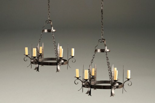 Pair of mid 19th century iron antique chandeliers A5238A1