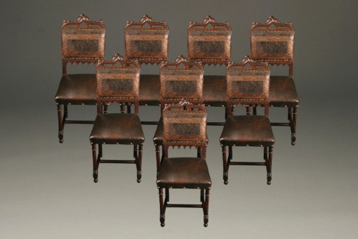 Set of 8 antique French hand carved dining chairs A5280A1