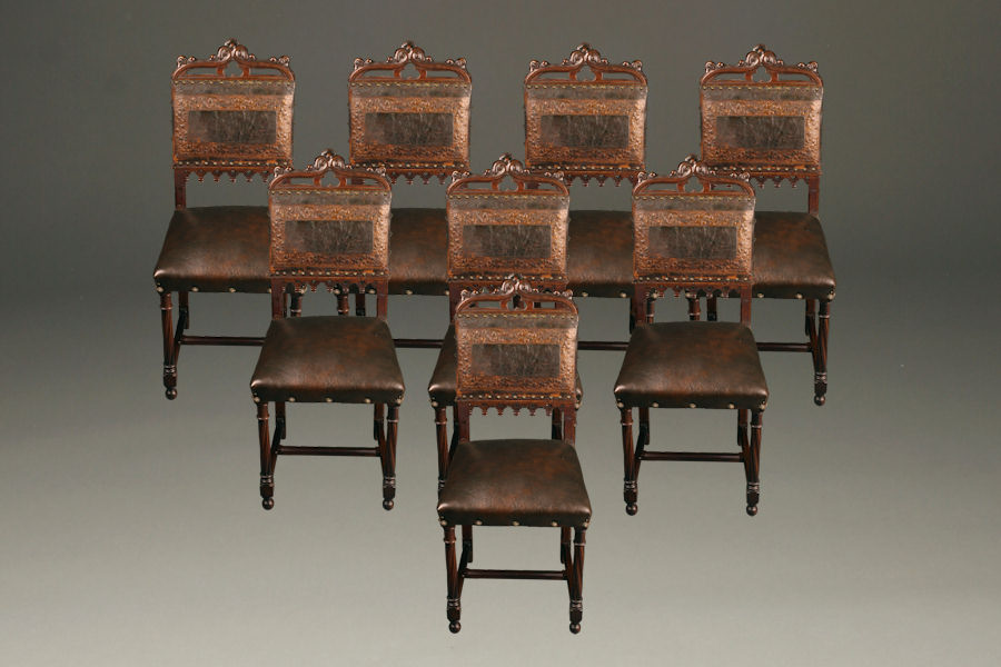 Set of 6 French Louis XV Antique Carved Walnut Dining Chairs, New