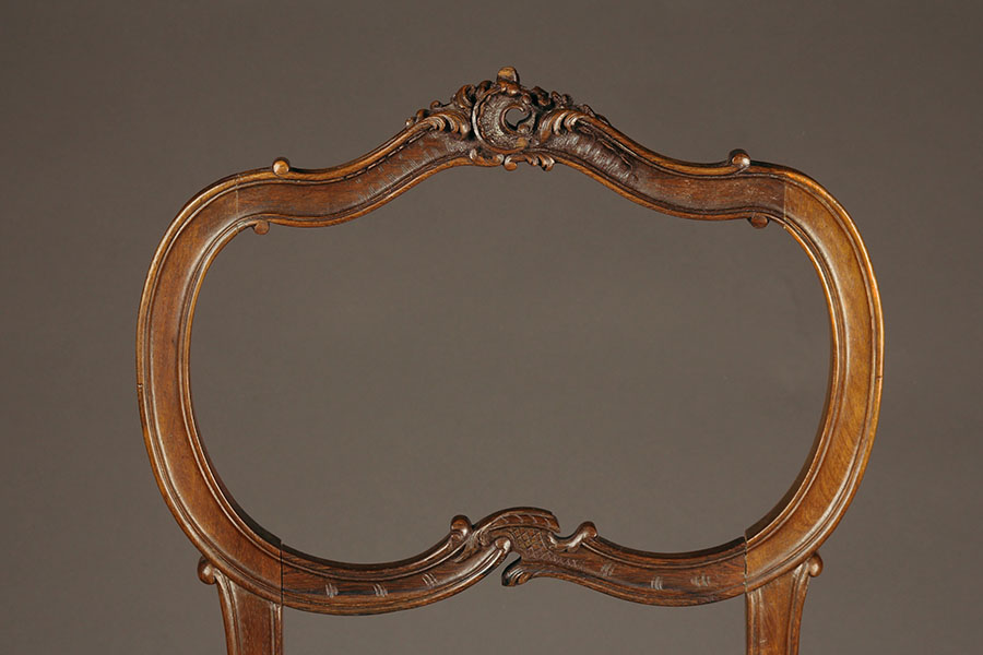 Set of Four French 19th Century Louis XV Style Carved Walnut