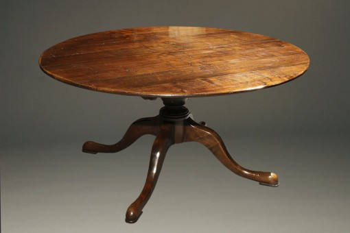 A5377C-english-round-leaves-dining-table-walnut