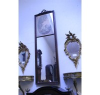 19th century Louis XVI carved French Tremeau mirror with print