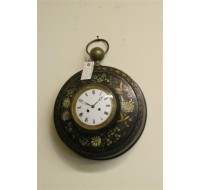 Early 19th century French tole painted clock, circa 1830 Empire period