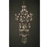 antique single light iron and crustal chandelier