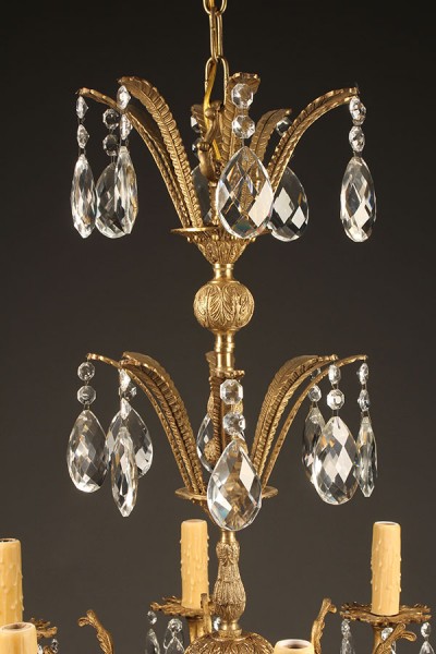 8 arm bronze and crystal chandelier