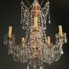 Antique 6 arm iron and gilded wood chandelier A5037B