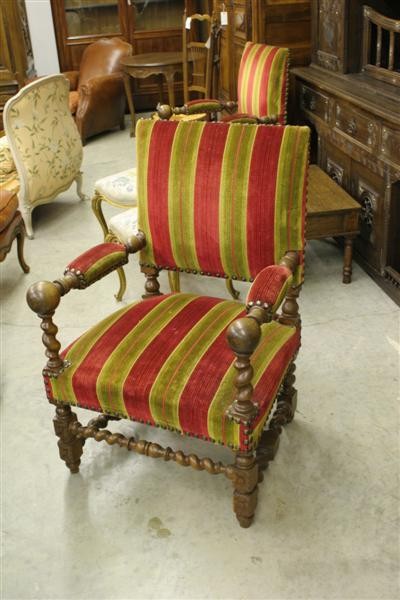 Pair of oak French Baroque style chairs