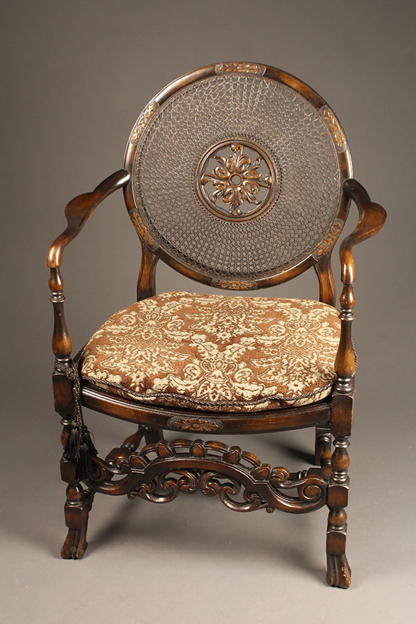 Antique Flemish style armchair with wonderful cane work.