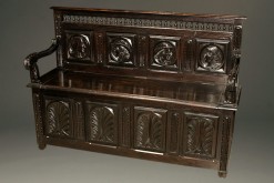 French hand carved book bench from Quimper region