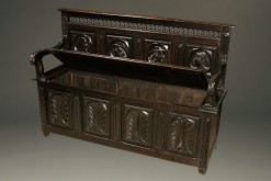 French hand carved book bench from Quimper region