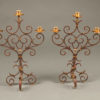 Pair of 19th century French wrought iron candelabra