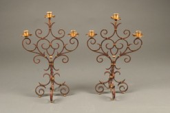 Pair of 19th century French wrought iron candelabra