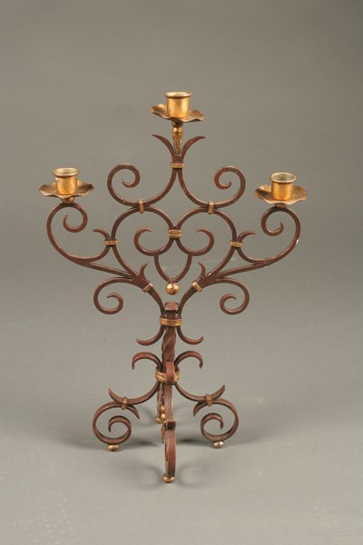 Pair of 19th century French wrought iron candelabra