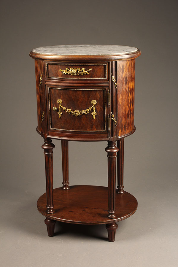 Antique French marble top nightstand.