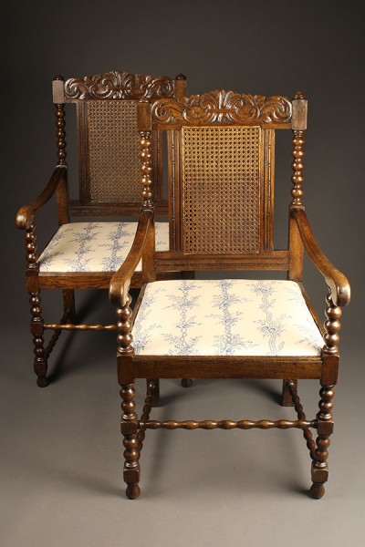 Pair of antique Jacobean arm chairs A5453A