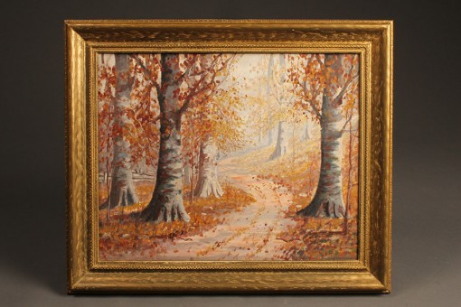 Oil on canvas of beech trees A5485A