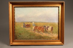 Oil on canvas featuring cows A5490A