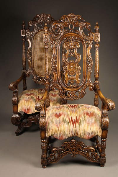 Pair of carved arm chairs A5564A